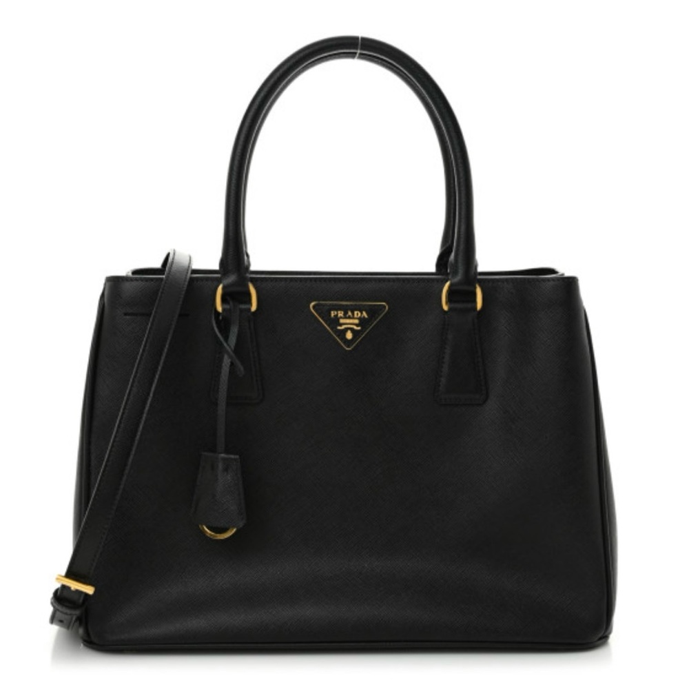 Prada Galleria Black Leather Satchel Saffiano Lux Medium Tote Black Nero - Picture 3 of 16